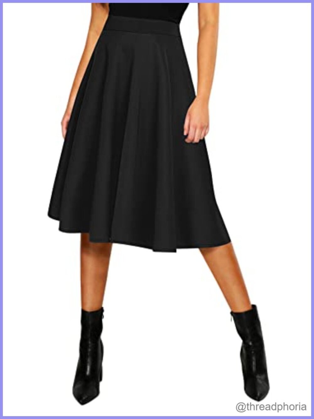 Urban CoCo A-Line Pleated Elastic Waist Flared Midi Skirt Casual